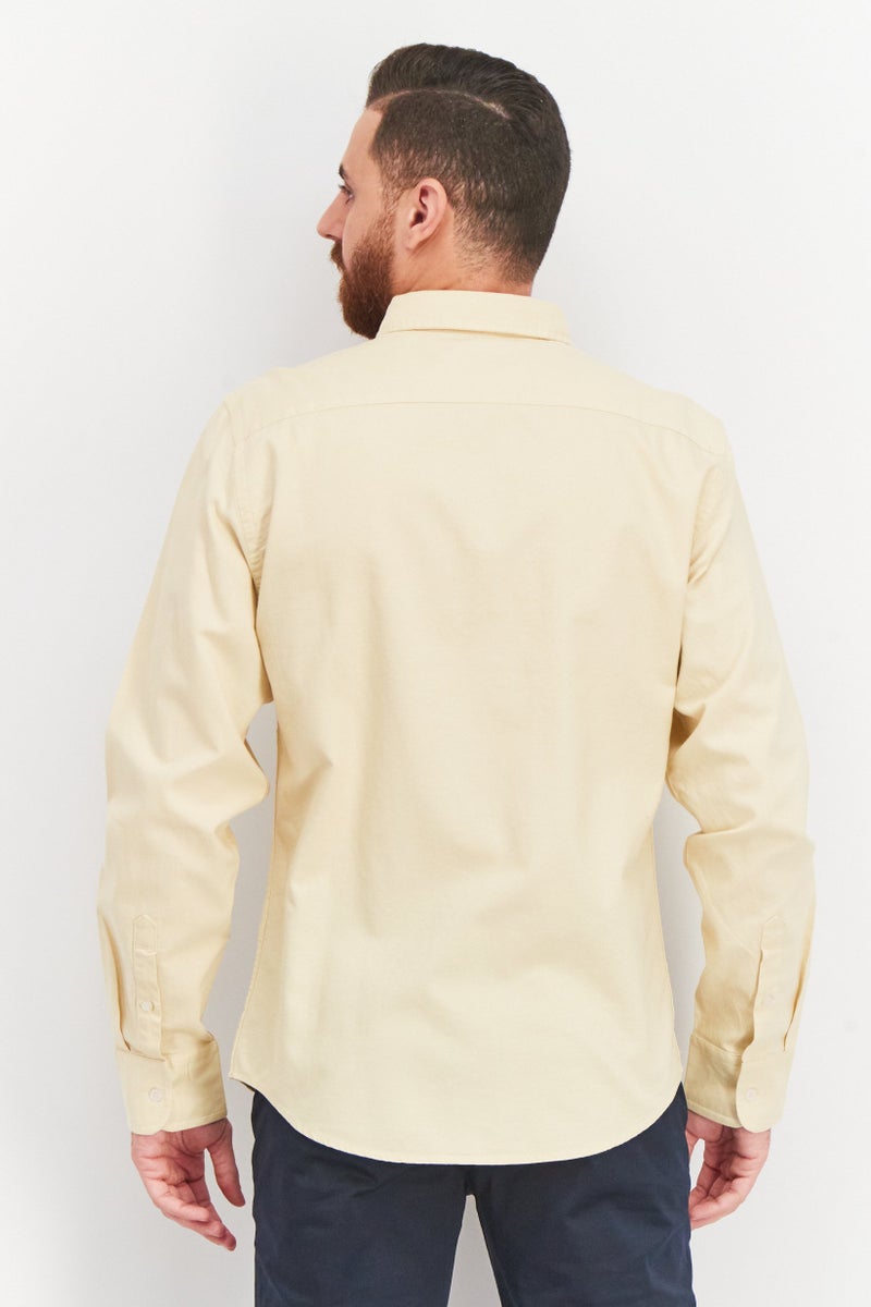 Tahari Men Regular Fit Plain Long Sleeve Casual Shirt, Beige - Image 3