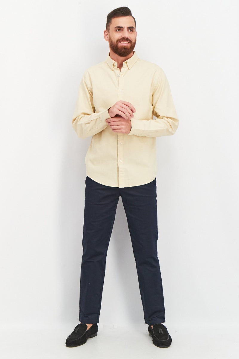 Tahari Men Regular Fit Plain Long Sleeve Casual Shirt, Beige - Image 2