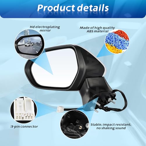 AAAWZDWD Driver Side Mirror Replacement For Toyota Camry (2018 2019 2020 2021 2022) - Non-Heated Manual Folding without turn signals without Blind White Left Driver Side Mirror Replacement - 8794006800(3Pins) - Image 5