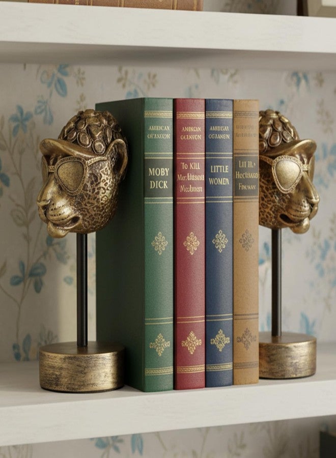 Newinhome فواصل كتب عتيقة على شكل فهد ذهبي، فواصل كتب من الراتنج للرفوف، فواصل كتب متينة للزينة، حامل كتب مبتكر لتزيين المكتب المنزلي، ديكور للرفوف، هدايا لعيد الأم - Image 5