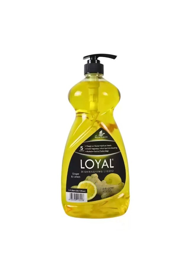 Loyal 5 in 1 Dishwashing Liquid With Ginger And Lemon, Natural Enzymes- 1.5Ltr - Image 1