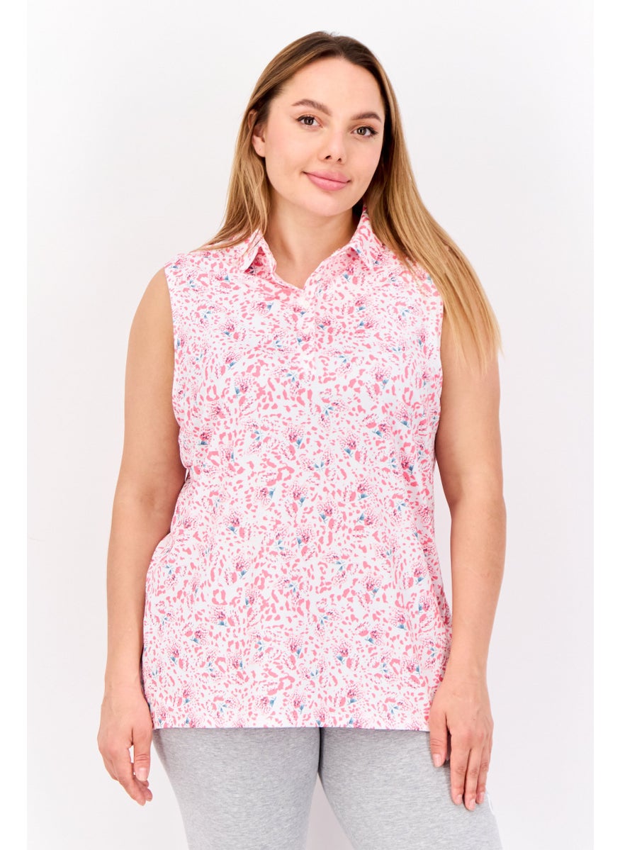 PUMA Women Sportswear Fit Sleeve Outdoor Top, Pink/White  - Image 1