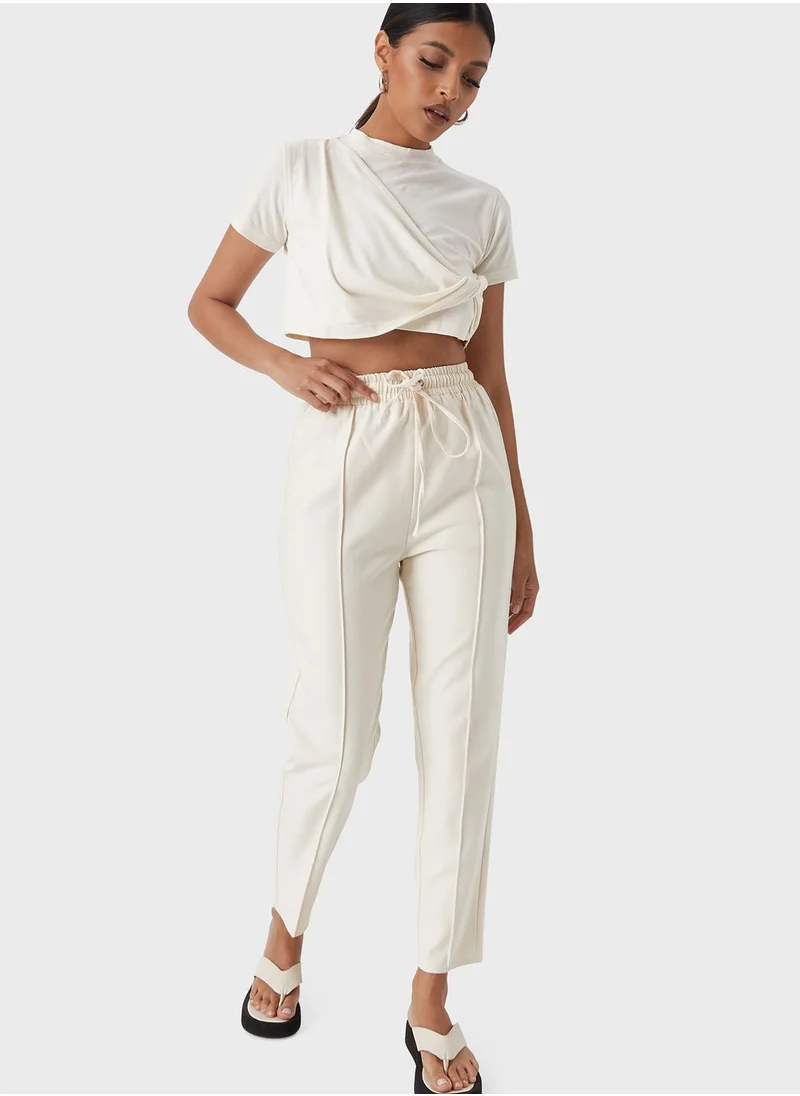 Missguided Front Twisted Crop T-Shirt