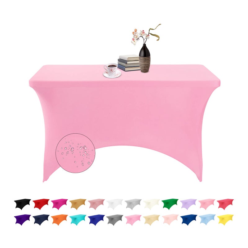 eccwai Spandex 4ft Waterproof Table Cover for PartyWedding Banquet and EventsPink