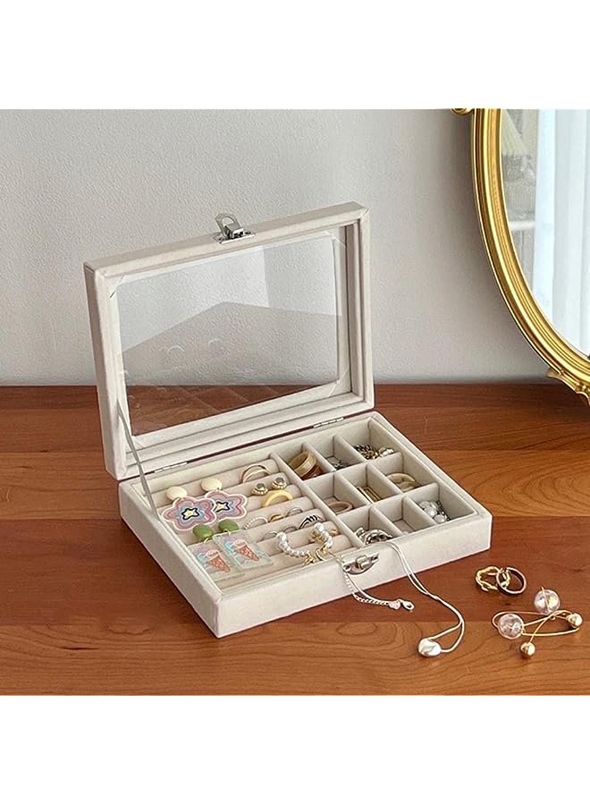 راكسوم صندوق (مع تخزين معجون الأسنان) حقيبة عرض حامل للسفر أقراط محمولة خاتم للسيدات مع إبزيم مناسب لأعياد ميلاد الفتيات (النمط ب) / [نافذة شفافة] / [منظم المجوهرات] /【تخزين المكياج】 - Image 1