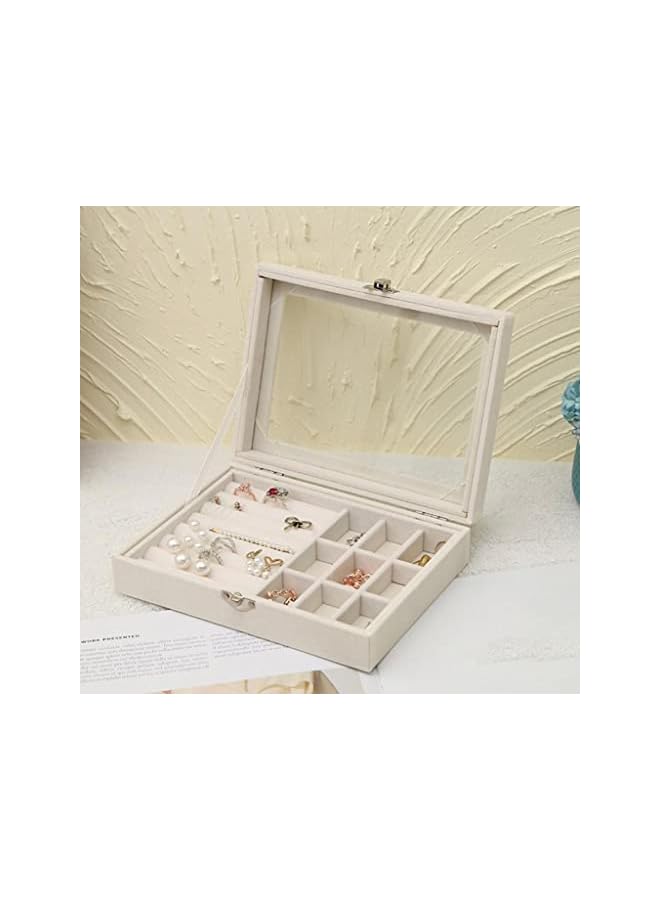 راكسوم صندوق (مع تخزين معجون الأسنان) حقيبة عرض حامل للسفر أقراط محمولة خاتم للسيدات مع إبزيم مناسب لأعياد ميلاد الفتيات (النمط ب) / [نافذة شفافة] / [منظم المجوهرات] /【تخزين المكياج】 - Image 2