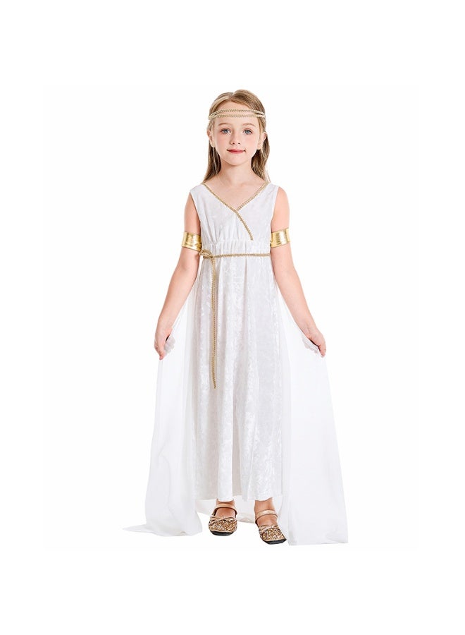NIBEMINENT Greek Costume Kids Greek Goddess Dress Girls Toga Costume Grecian Athena Dress White Roman Princess Outfit Dress - Image 1