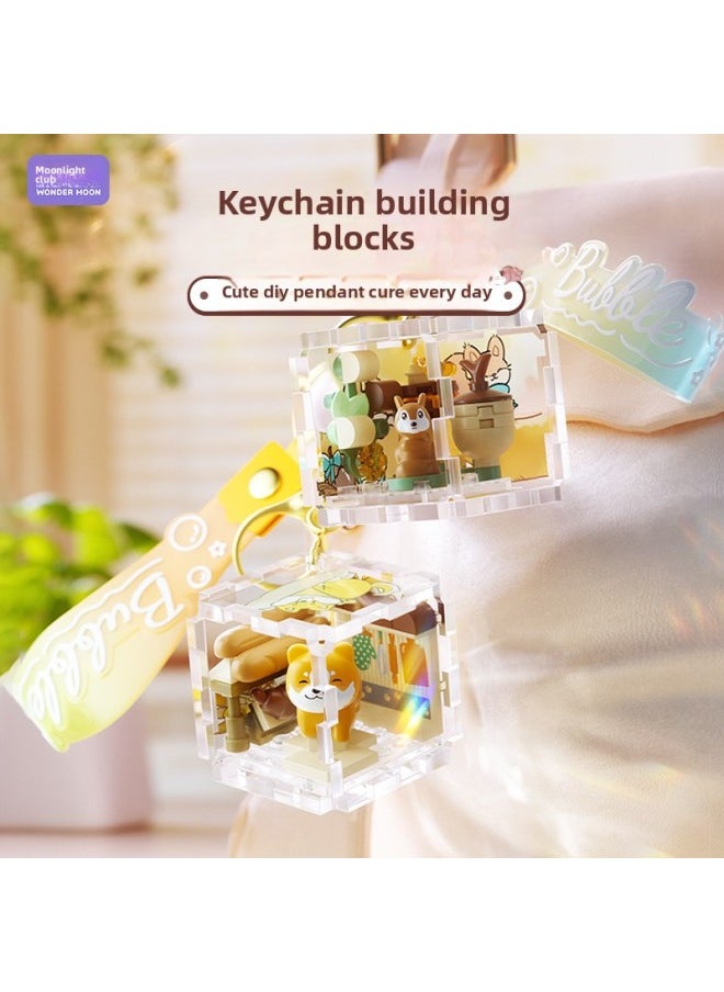 Generic - Moonlight Society Stereo Keychain Animal Flower Creative Decorative Pendant Diy Micro Particle Piece Block Toy Gift-Color:802065 Slow Journey Swan - Image 1