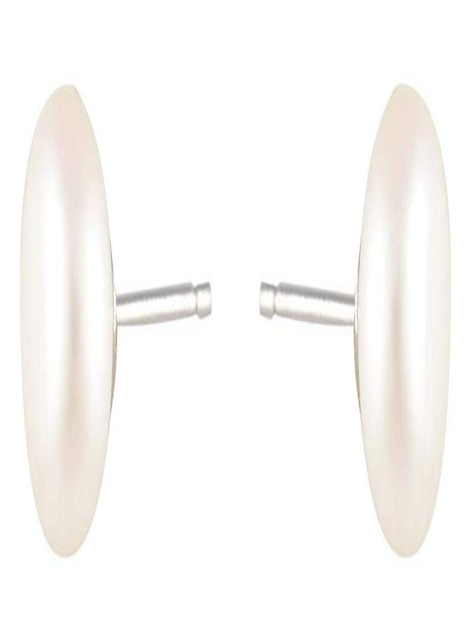 HOC 92.5 sterling silver orignal Freshwater White Pearl Stud Earrings for girls/women-Wear/Pearl Jewelry(8mm) - Image 3