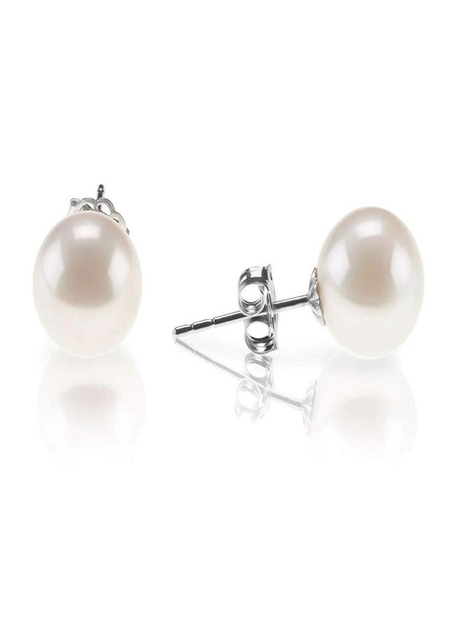 HOC 92.5 sterling silver orignal Freshwater White Pearl Stud Earrings for girls/women-Wear/Pearl Jewelry(8mm) - Image 4