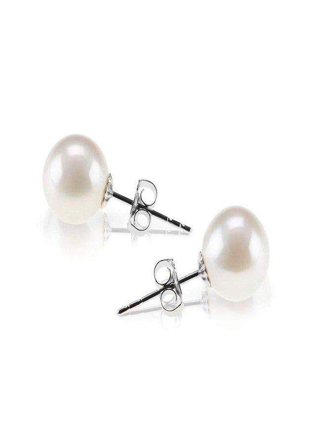 HOC 92.5 sterling silver orignal Freshwater White Pearl Stud Earrings for girls/women-Wear/Pearl Jewelry(8mm) - Image 5