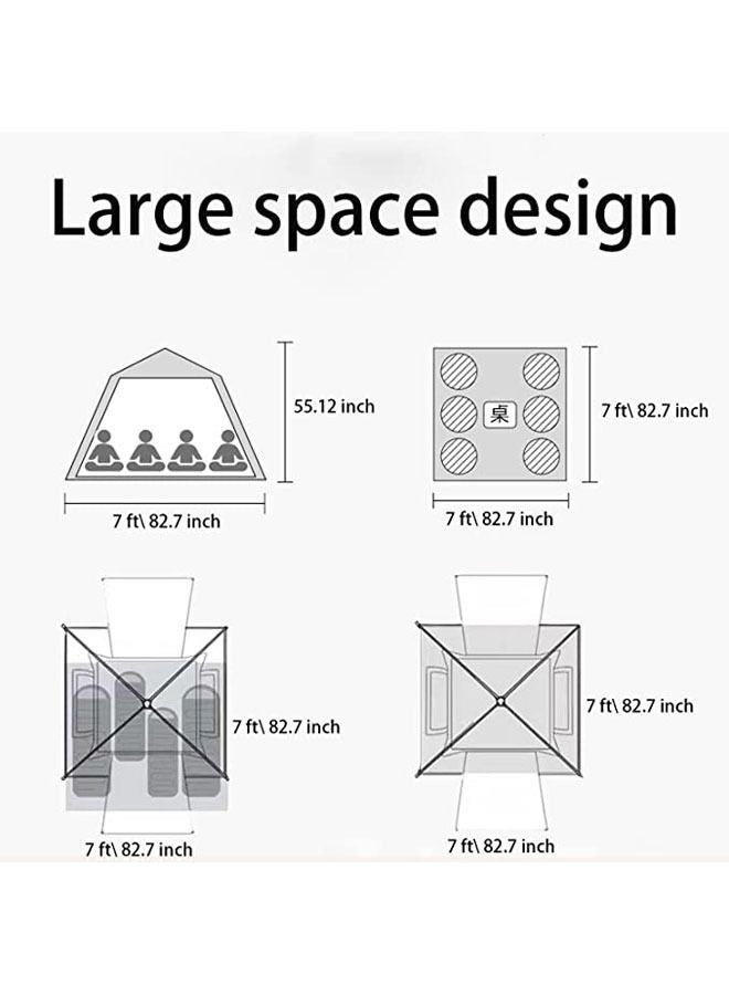 Arabest Pop Up Tent, Family Camping Tent with 2 Big Door/Floor-to-Ceiling mesh Window and 1 Dome mesh Window(Removable Top), Waterproof/Windproof Instant Tent for Hiking & Travel-Carry Bag - Image 3