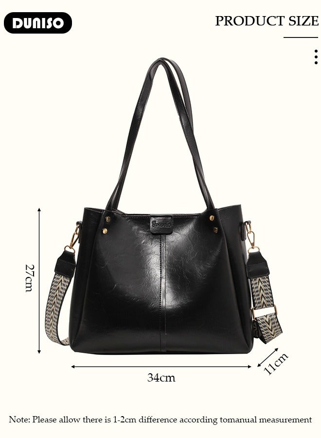 DUNISO Women's Shoulder Tote Bag Crossbocy Bag, Faux Leather Handbag for Women Large Capacity Messenger Bag, Fashionable Travel Shoulder Bag for Ladies Girls College Students - Image 4