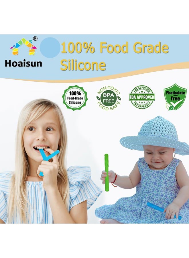 Hoaisun Sensory Chew Toys for Autistic Children 4 Pack, Silicone Teething Straws Toys for Autism, ADHD, SPD, Biting or Special Needs, Sensory Toys for Toddlers 1-3 Oral Motor Tools Relief Stress, Anxiety - Image 3