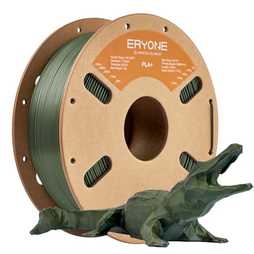 ERYONE PLA Plus Filament 1.75mm +/-0.03mm, 3D Printer Filament PLA+,Tougher and Stronger, 1kg(2.2LBS)/Spool, Olive Green - Image 1