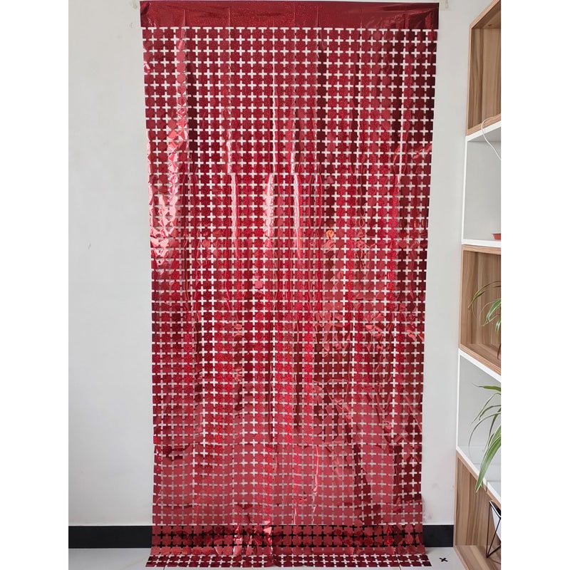 Golden Laser Square Curtain Party Decor Red 1*2m 