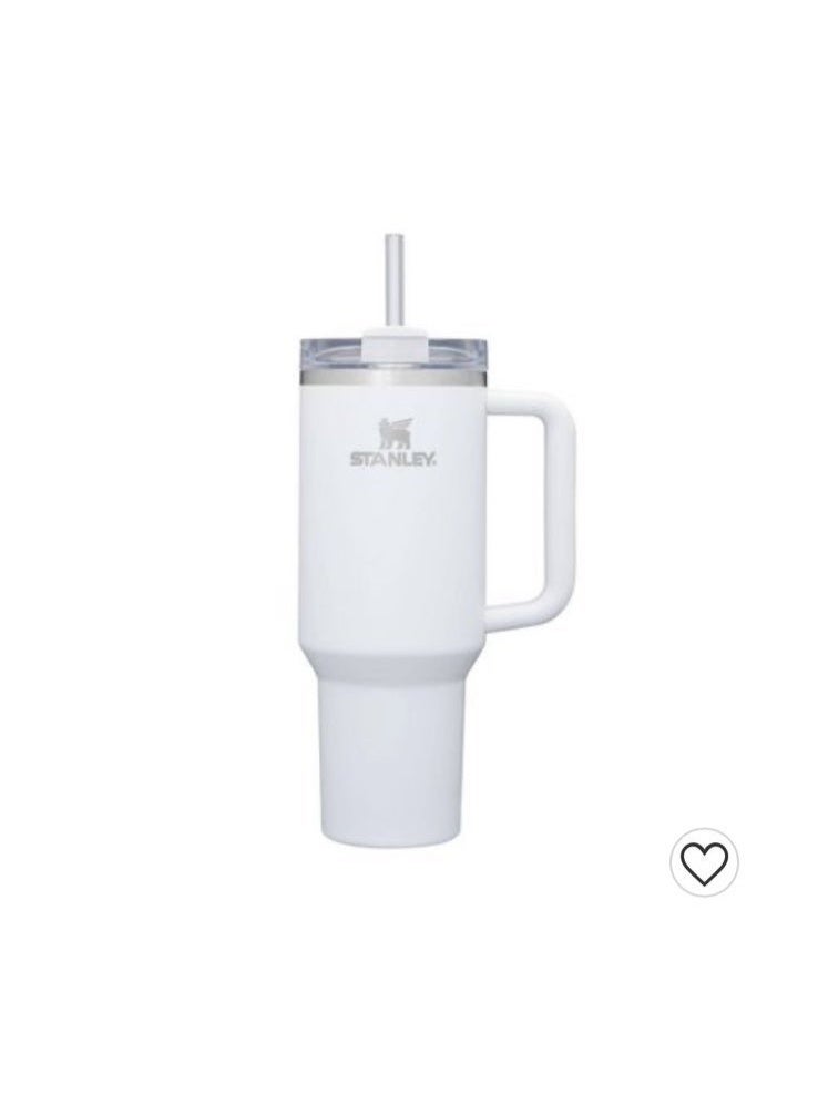 ستانلي كوب ماء معزول بتفريغ الهواء من الفولاذ المقاوم للصدأ سعة 40 أونصة مع غطاء وماصة للماء أو الشاي المثلج أو القهوة أو العصائر، أبيض، 40 أونصة من الفولاذ المقاوم للصدأ. - Image 1