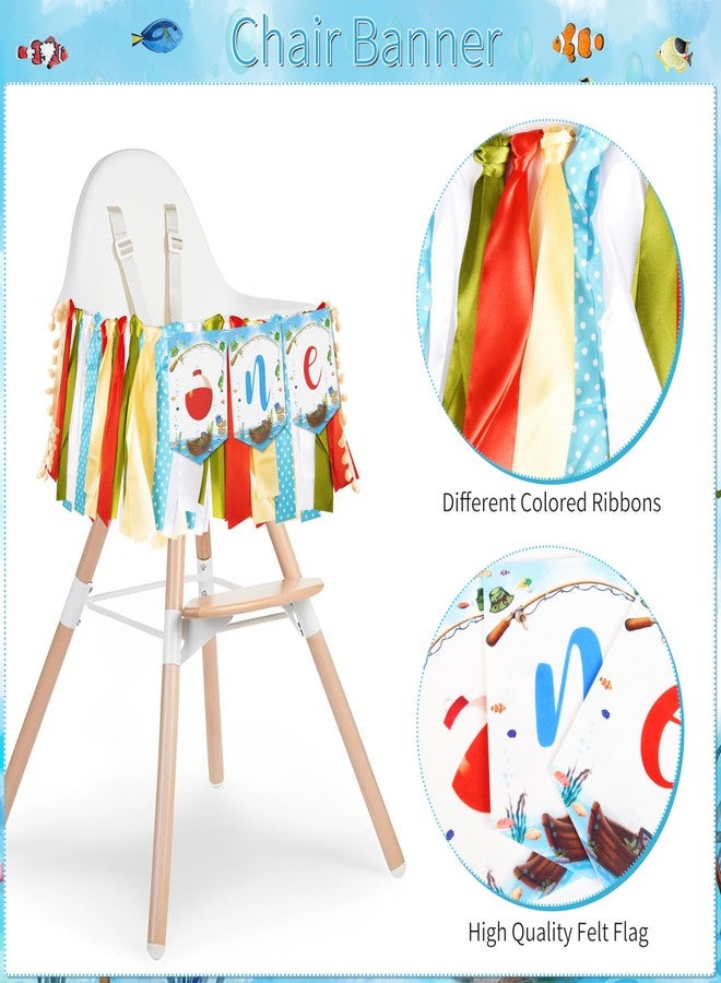 Fayoo Ofishally One First Birthday Decorations Gone Fishing 1st Birthday Party Supplies Our Little Man Is Ofishally Turning One Blue White Latex Balloons Theme Party Decorations for Baby Boy - Image 5