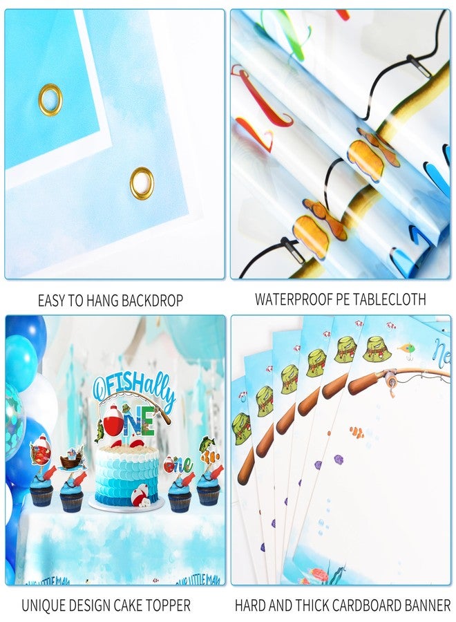Fayoo Ofishally One First Birthday Decorations Gone Fishing 1st Birthday Party Supplies Our Little Man Is Ofishally Turning One Blue White Latex Balloons Theme Party Decorations for Baby Boy - Image 4