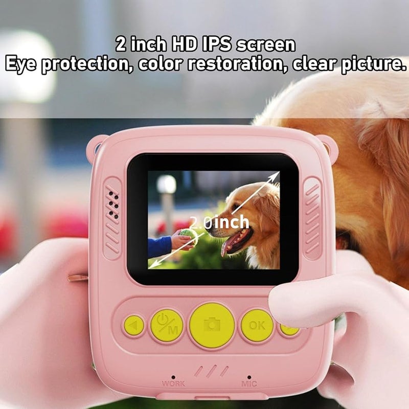 Kids Instant Print Camera 1080P Digital Video With Filters Photo Frames 8X Zoom 48M Portable Travel Toy Pink - Image 3