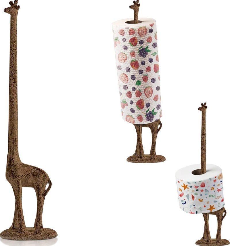 Comfify Giraffe Paper Towel Holder for Kitchen or Decorative Toilet Paper Stand for Bathroom  Unique Antique Vintage Whimsical Animal Design Roll Dispenser for Home Decor