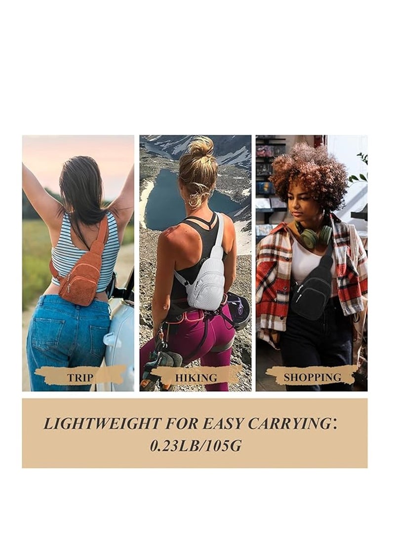 Zikra Corduroy Sling Bag, with Adjustable Shoulder Straps, for Women/Men Crossbody Purse Small Sling Backpack Chest Purse, Black, 1 Pcs - Image 4