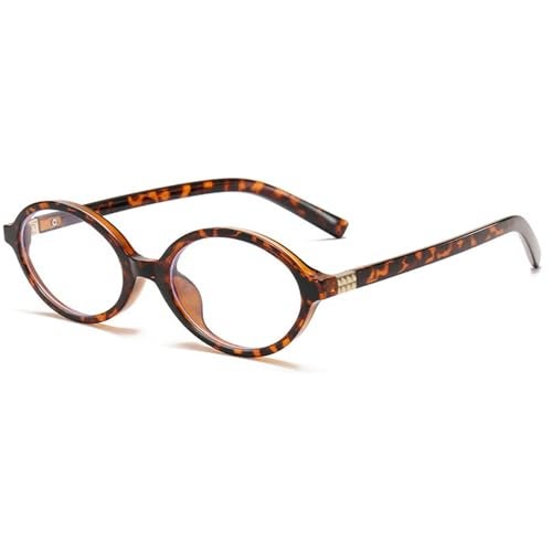 Breaksun Fashion Oval Glasses for Women Men Retro Round Tortoise Frame Blue Light Glasses Nerd Eyeglasses (Leopard) - Image 1