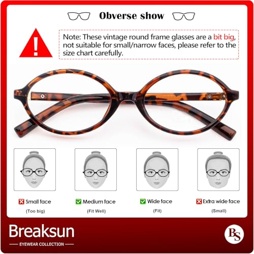 Breaksun Fashion Oval Glasses for Women Men Retro Round Tortoise Frame Blue Light Glasses Nerd Eyeglasses (Leopard) - Image 5