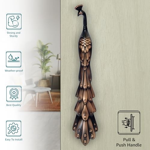 Plantex Peacock Door Handle For Main Door/16-Inches Main Door Handle/Push Handle For Glass/Wooden Door Of Home/Hotel/Office - Pack Of 1 (Rich Copper Antique) - Image 2