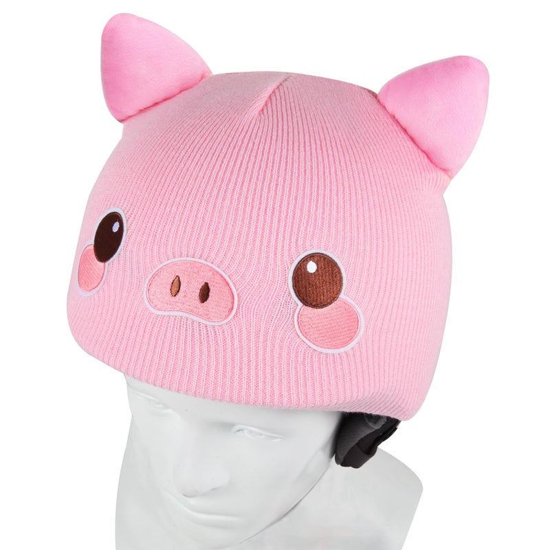 YCONNECT Ski Helmet Cover - for Helmets of Ski, Snowboard, Skateboard, Bicycle - Knitted Helmet Covers for Skiing, Paragliding - Fun Funny Gifts for Kids & Adults (Pink Pig) - Image 1