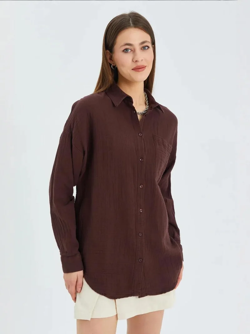 MixRay Mixray Oversize Shirt with Pocket Detail