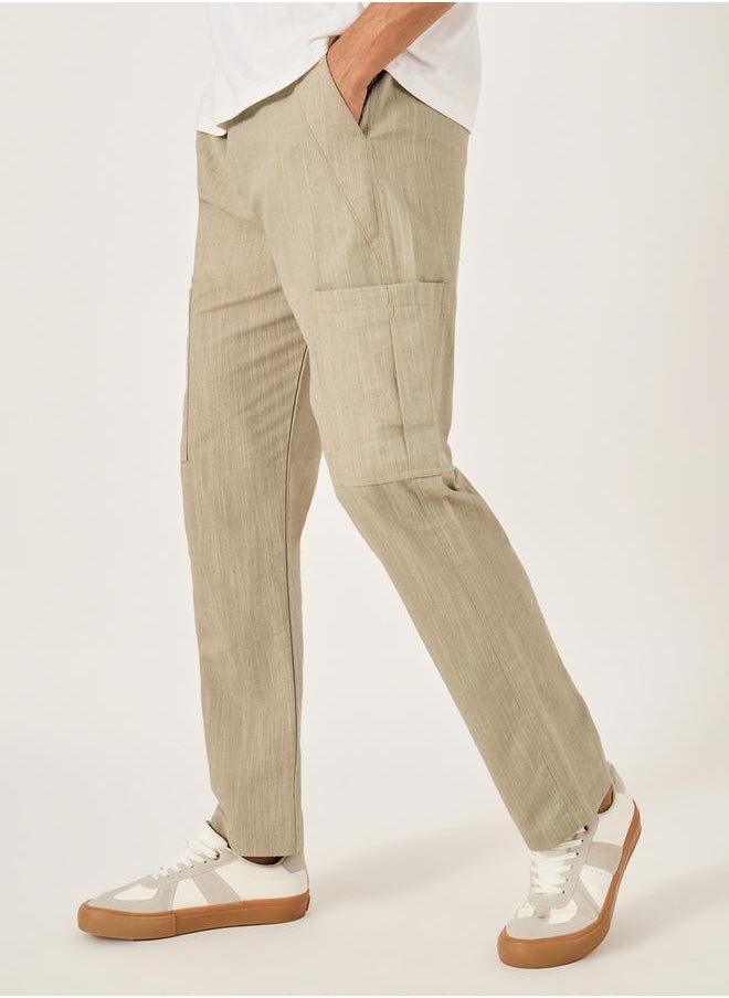 Fort Collins Men Beige Solid Cotton Straight Leg Pants  - Image 1