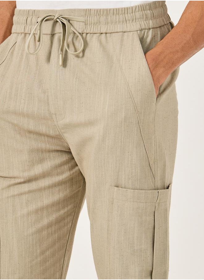 Fort Collins Men Beige Solid Cotton Straight Leg Pants  - Image 3