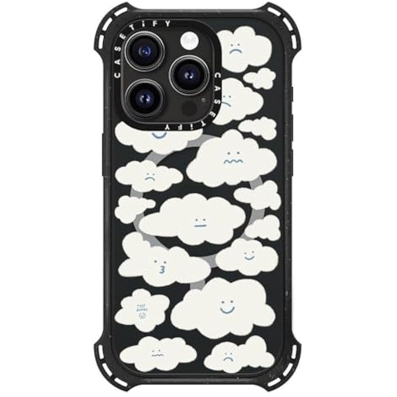 Casetify Bounce iPhone 15 Pro Case 【6X Military Grade Drop Tested / 21.3ft Drop Protection/Compatible with Magsafe】 - Cute Clouds - Triple Black - Image 4