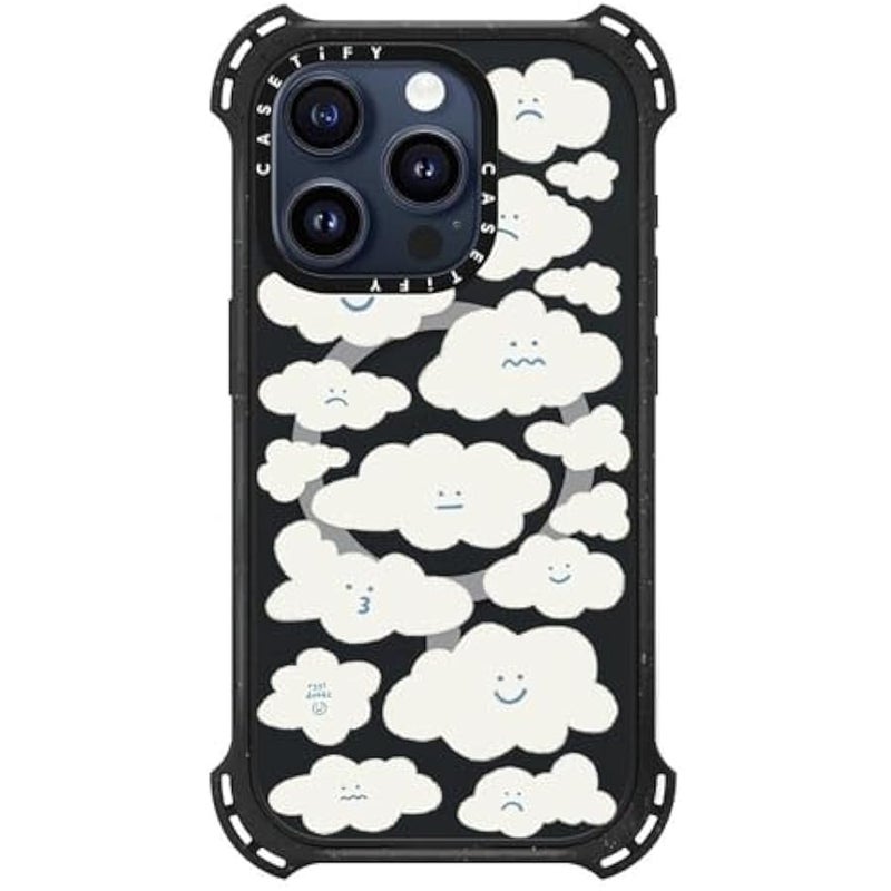 Casetify Bounce iPhone 15 Pro Case 【6X Military Grade Drop Tested / 21.3ft Drop Protection/Compatible with Magsafe】 - Cute Clouds - Triple Black - Image 2