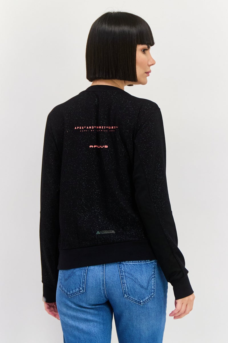 Aape By A Bathing Ape سويت شيرت نسائي بياقة دائرية بشعار العلامة التجارية، أسود - Image 3