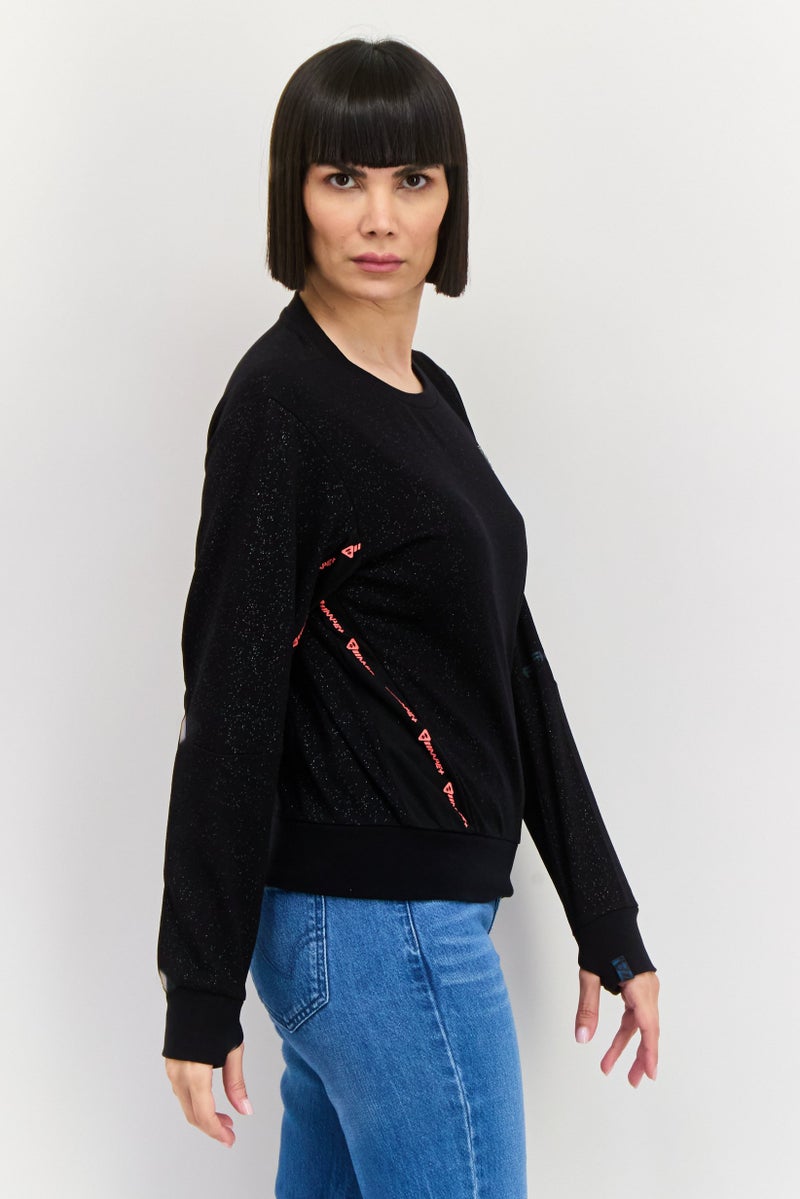 Aape By A Bathing Ape سويت شيرت نسائي بياقة دائرية بشعار العلامة التجارية، أسود - Image 2