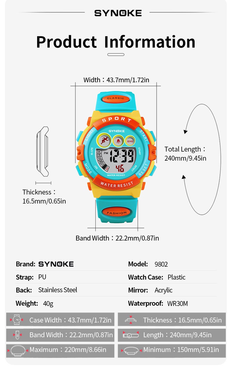 Waterproof electronic sports watch for children