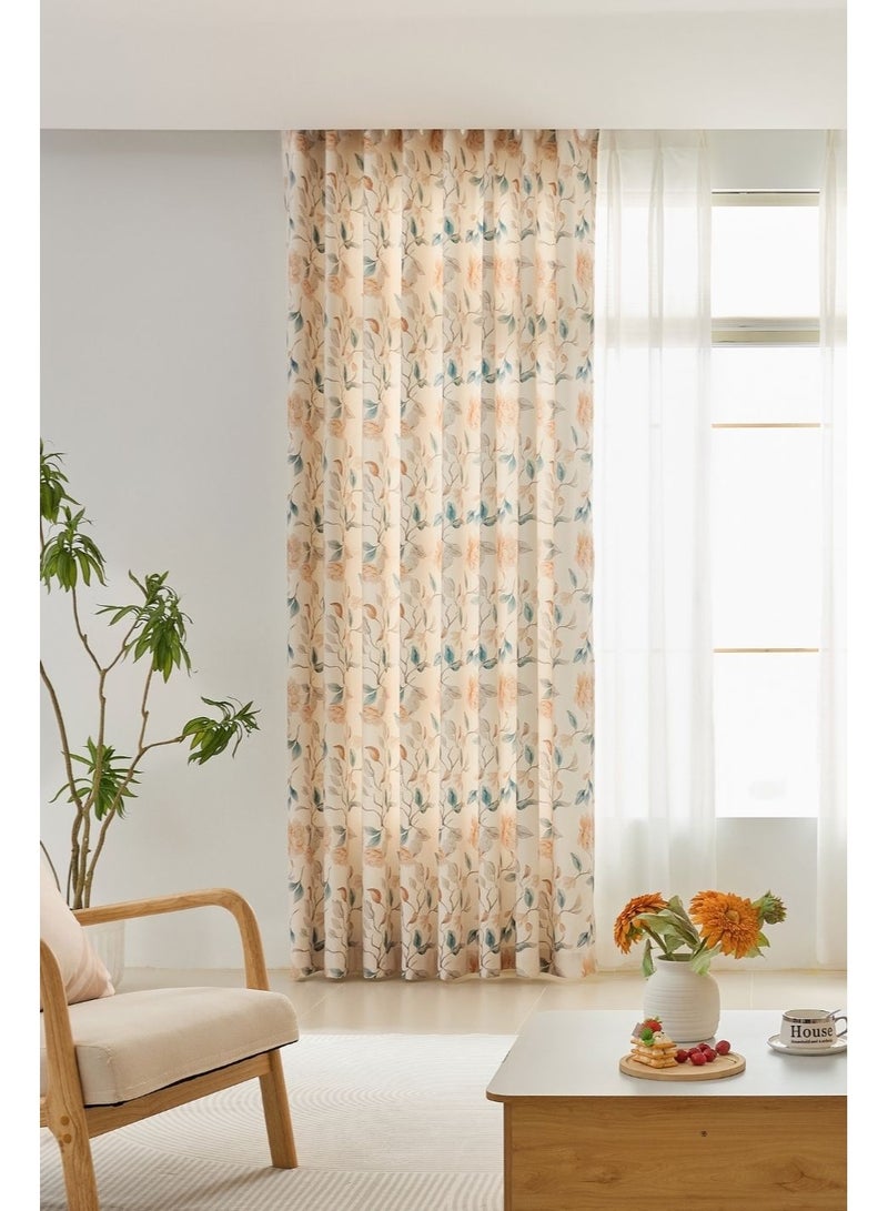 QBAID Floral Printed Curtain 1 Panel Semi Blackout Elegant Window Drapes - Image 2