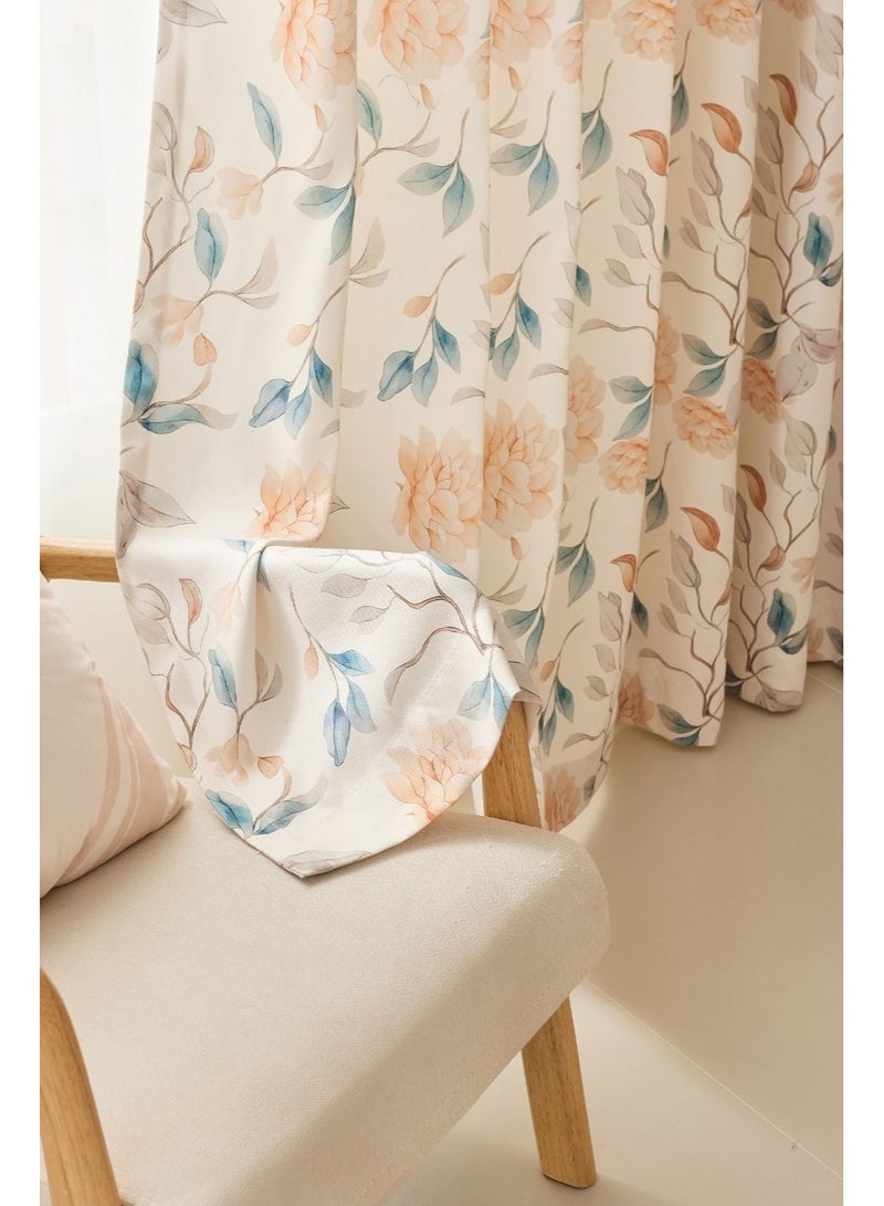 QBAID Floral Printed Curtain 1 Panel Semi Blackout Elegant Window Drapes - Image 3