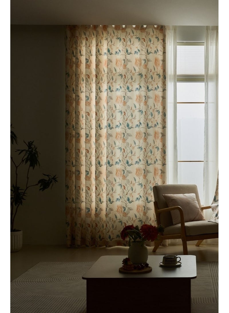 QBAID Floral Printed Curtain 1 Panel Semi Blackout Elegant Window Drapes - Image 4