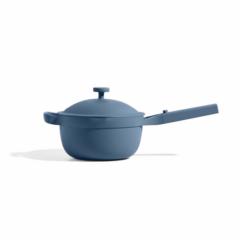 Our Place Mini Perfect Pot 25 Qt Ceramic Pot with Lid Spatula Patented 8in1 PFASFree Nonstick NonToxic Cookware Induction OvenSafe up to 450F Blue Salt