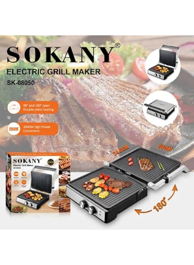 Sokany Electric Grill, 2000 Watt, Black Silver - SK-08050 - Image 2