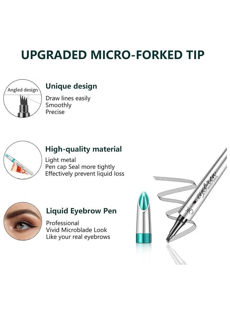 كيو اي سي 2 PCS Microblading Eyebrow Pencil, Eyebrow Pen with an Upgrade Micro-Fork Tip Applicator, Waterproof Long-Lasting Microblading Eyebrow Pen for Natural Looking Brows Makeup (Light Brown/Dark Brown) - Image 2