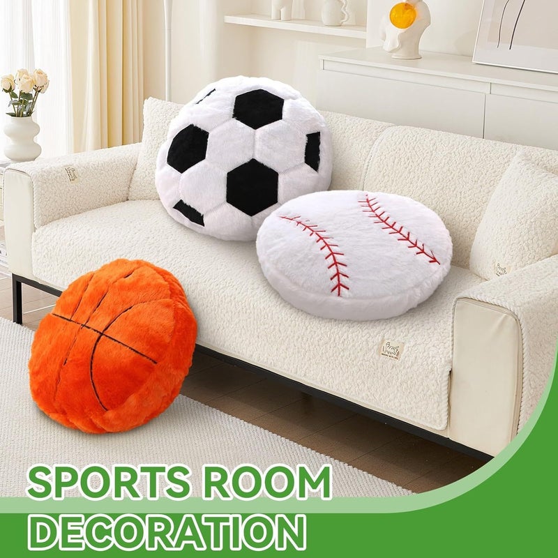 Kids Baseball Plush Pillow Compressible Soft Long Haired Stuffed Animal Bed Cushion Team Logo Like Patterns Multicolor Filled Room Decor - Image 2
