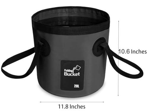 BANCHELLE Collapsible Bucket Water Container Portable Folding Camp Wash Basin for Outdoor Traveling Hiking Fishing Car Washing Gardening Camping Black 20L - Image 3