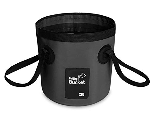 BANCHELLE Collapsible Bucket Water Container Portable Folding Camp Wash Basin for Outdoor Traveling Hiking Fishing Car Washing Gardening Camping Black 20L - Image 1
