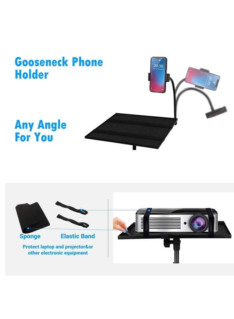 ELTRAZONE حامل ثلاثي القوائم لجهاز العرض والكمبيوتر المحمول - حامل للكمبيوتر والكمبيوتر اللوحي ومعدات الدي جي مع حامل هاتف على شكل عنق الإوزة قابل للتعديل حتى 42 بوصة مع حجم لوحة 15 بوصة × 11 بوصة - Image 3