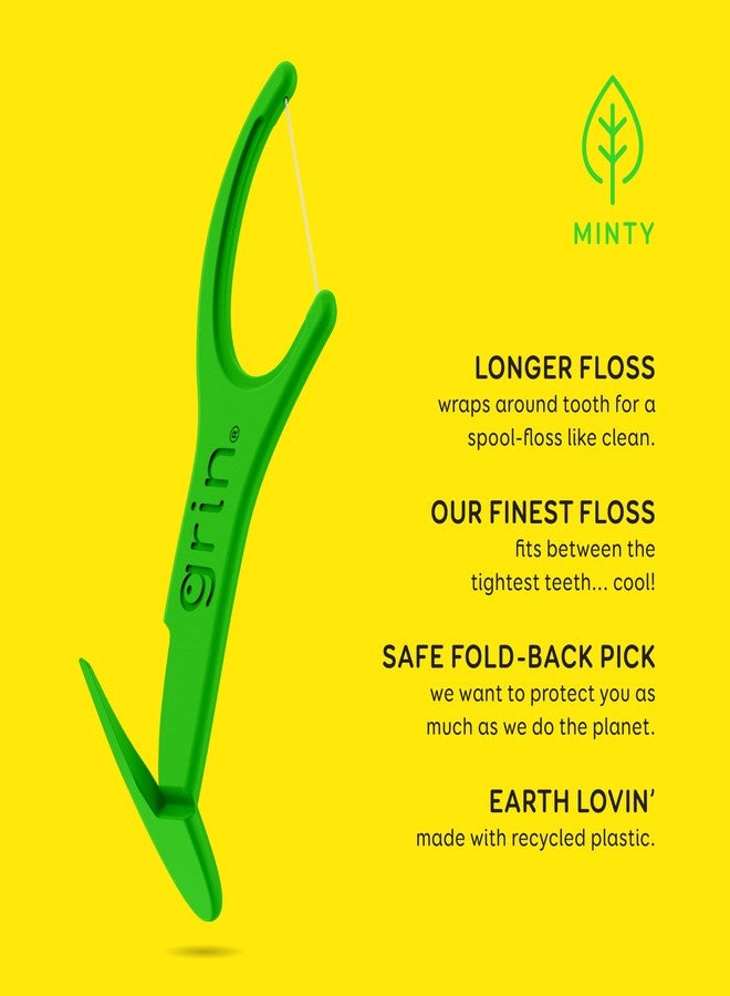 GRIN XtraFine Flosspyx, Floss Picks, 75 Count, Dental Flossers, Minty Flavor, Recycled Plastic, for Super Tight Teeth, Longer Floss Head, Slide Between Teeth, Includes Safe Soft Fold-Back Tooth Pick - Image 3