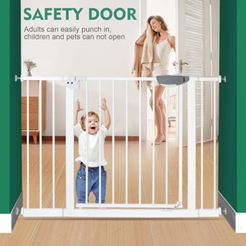Auto Close Safety Baby Gate, Extra Wide Child Gate 75-84cm + 30cm Extension Kit Maximum Suitable For 114cm, Baby Gates for Stairs and Doorways, Easy Install Gate + 30cm Extension Kit - Image 5